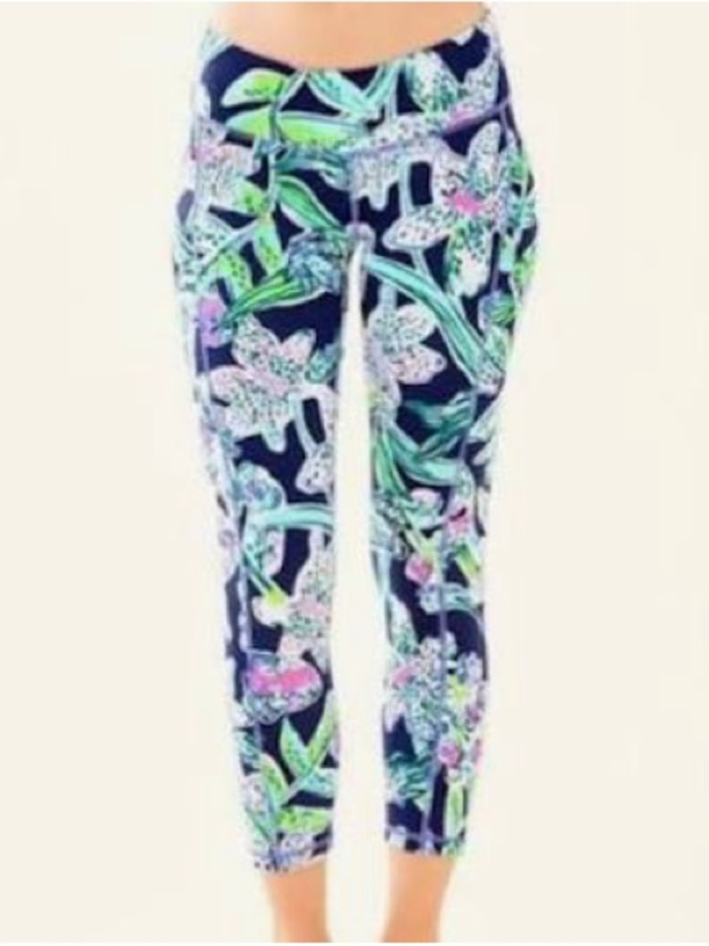 Floral Navy Crop Leggings S